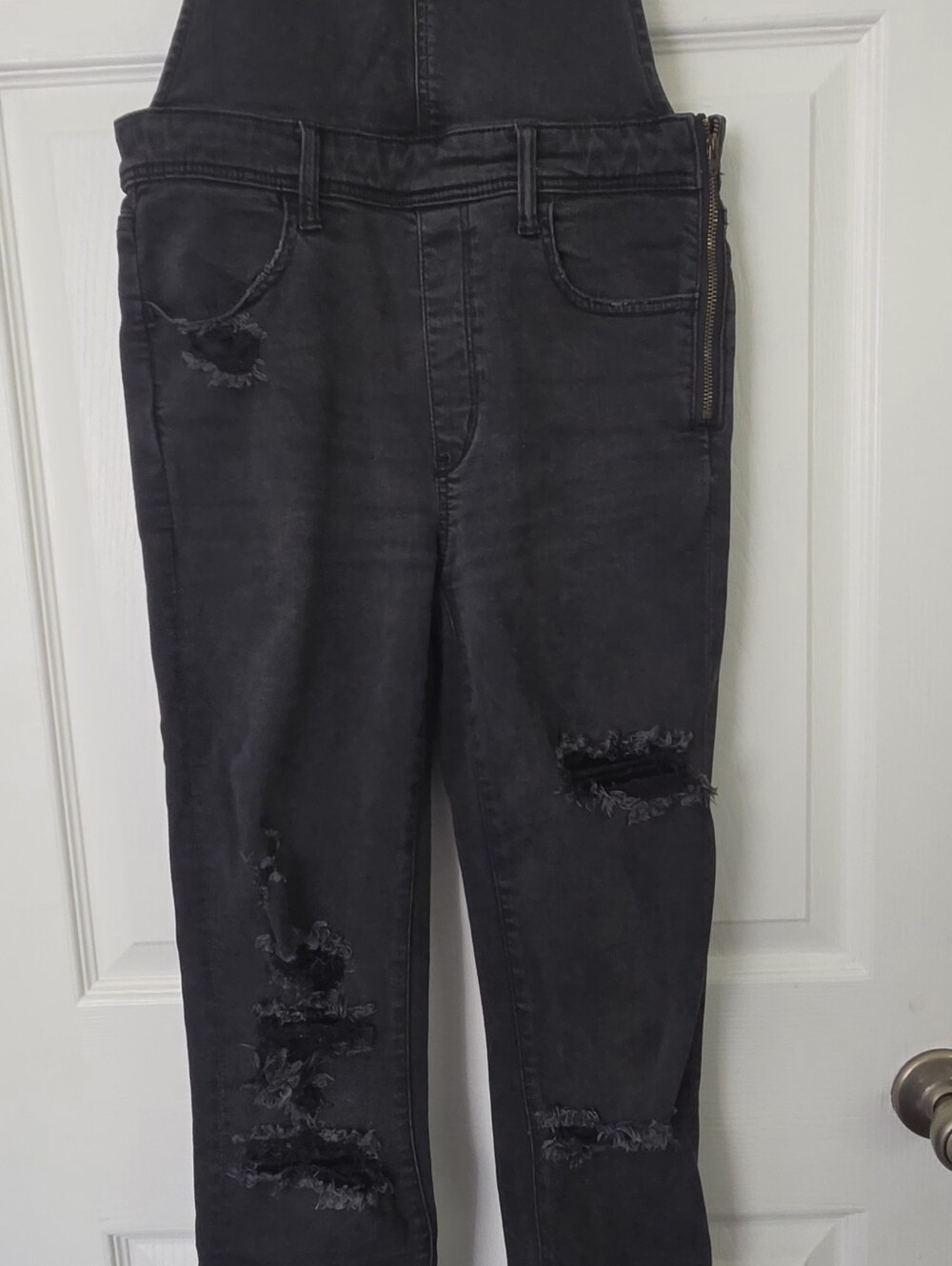 American Eagle Outfitters Black Distressed Slim Straight Jeans Overalls